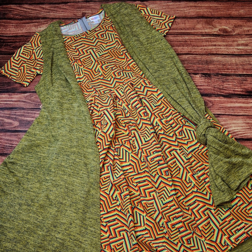 LuLaRoe Outfit Amelia Dress with Joy Large